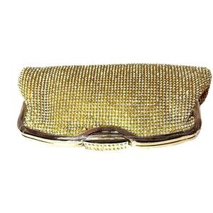 NWT Sophia Collection Gold Rhinestone Clutch Detachable Chain Retro Glam Rocker